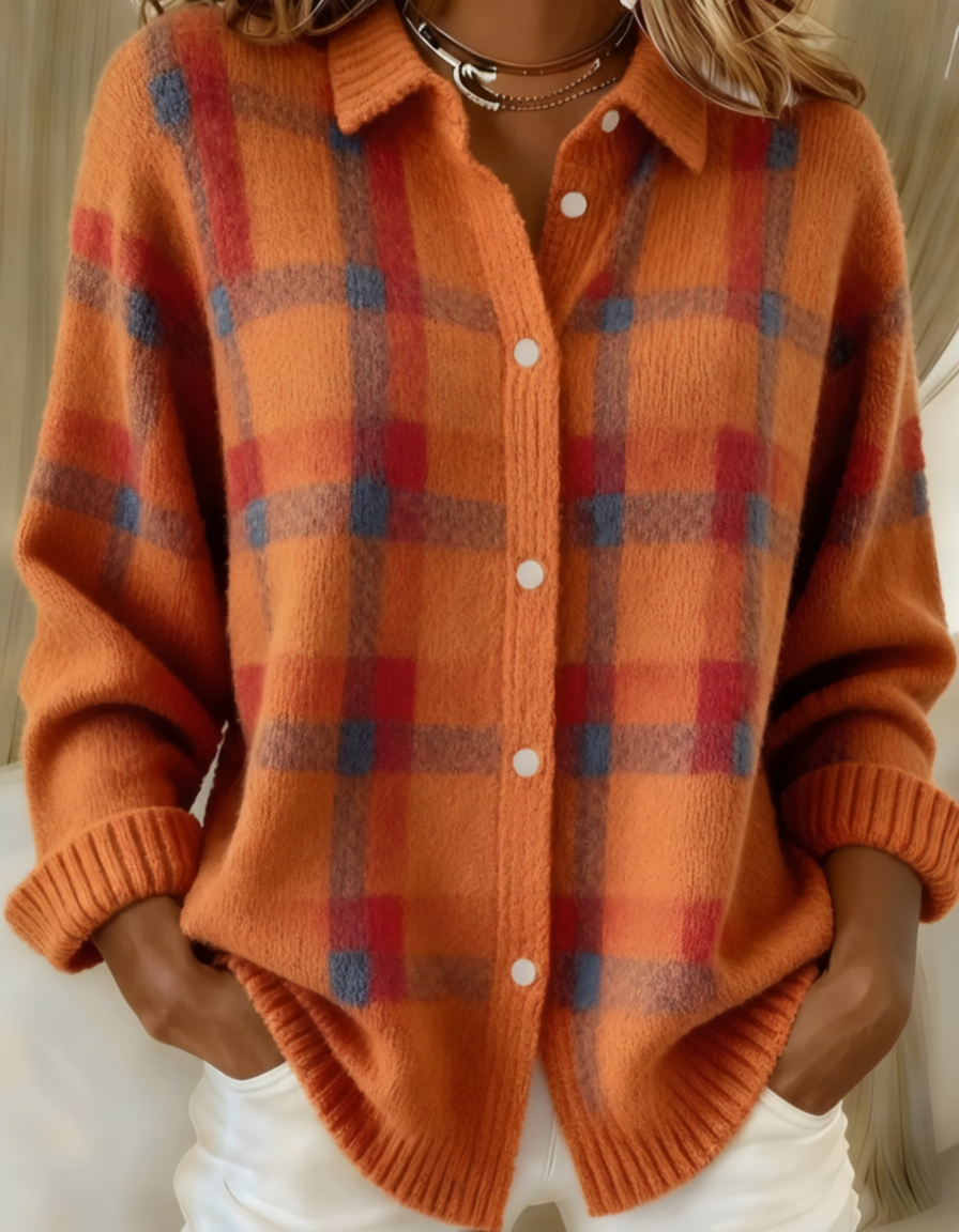 Anna Cárdigan de Punto Premium a Cuadros