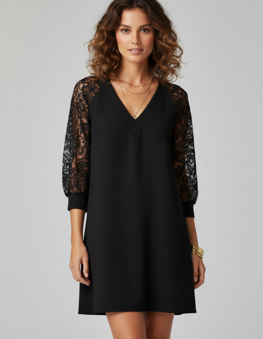 Eva - Vestido Elegante en Encaje con Escote en V