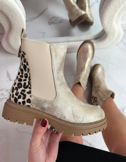 Chelsea Botas Doradas - Detalle Leopardo