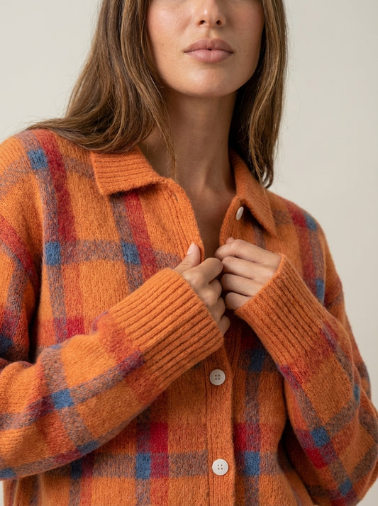 Anna - Cárdigan de Punto Premium a Cuadros