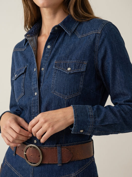 Azucena - Vestido Maxi de Ante con Cinturón