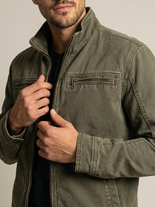 Carlos - Chaqueta Vintage de Algodón con Cremallera