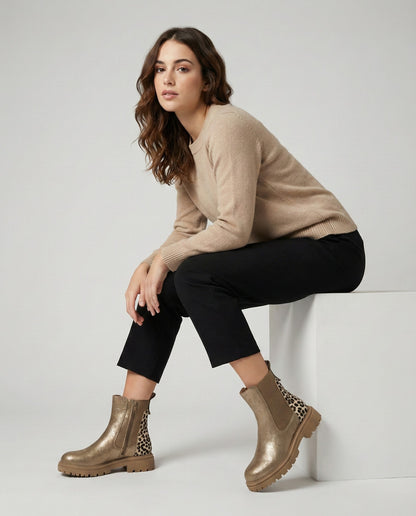 Chelsea Botas Doradas - Detalle Leopardo