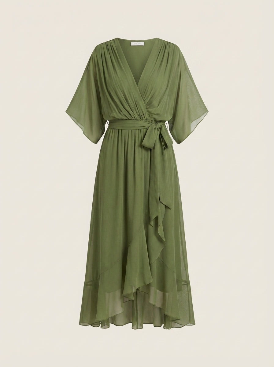 Mónica - Vestido de Chiffon con Escote en V