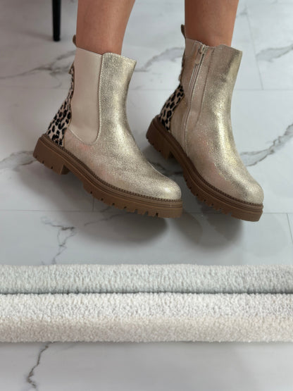 Chelsea Botas Doradas - Detalle Leopardo