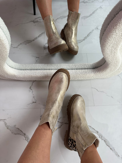 Chelsea Botas Doradas - Detalle Leopardo