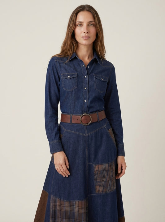 Azucena - Vestido Maxi de Ante con Cinturón