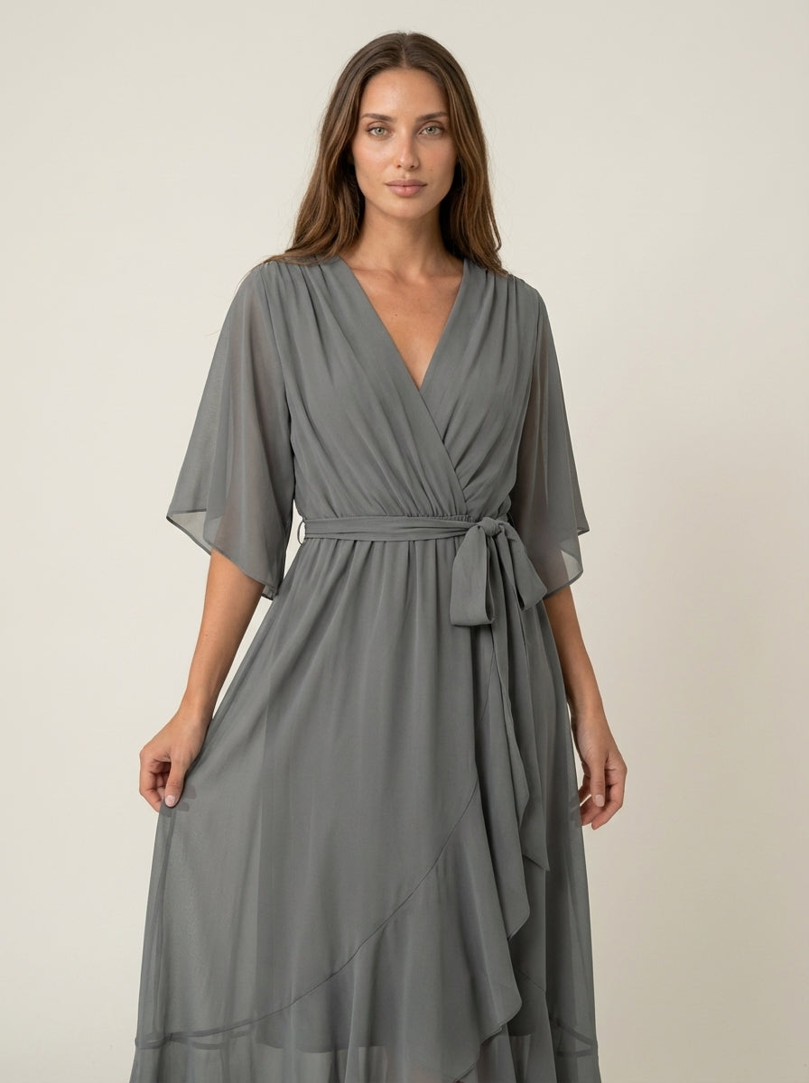 Mónica - Vestido de Chiffon con Escote en V