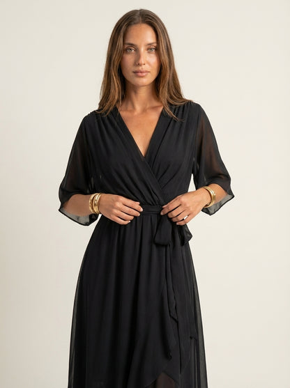 Mónica - Vestido de Chiffon con Escote en V