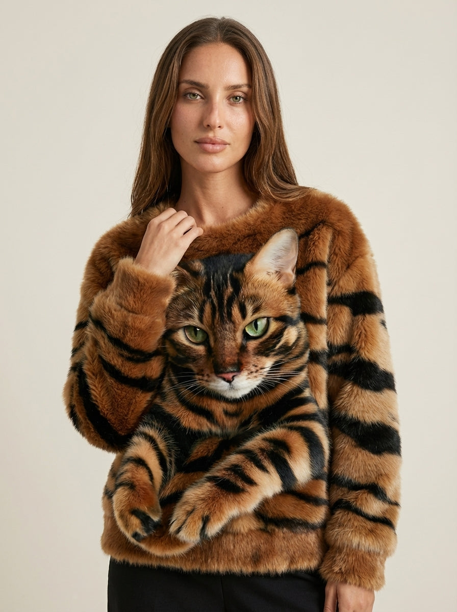 Isabel - Jersey Cálido con Estampado de Gato