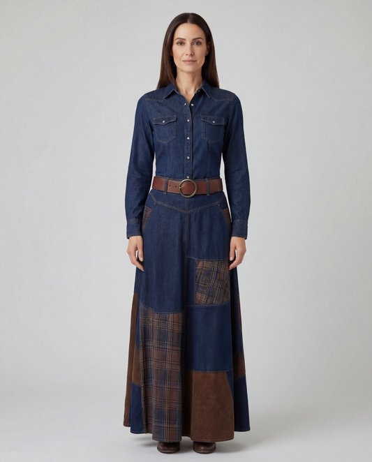 Azucena - Vestido Maxi de Ante con Cinturón