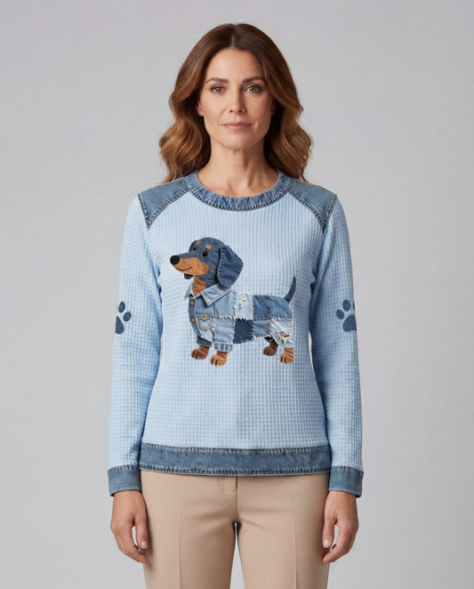 Nuria - Perro Salchicha Encantador con Patchwork Denim