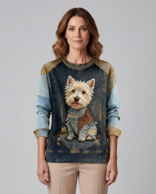 Bella - Cómoda Sudadera con Patchwork en Estilo Retro y Estampado