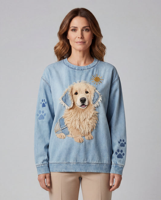 Chica - Sudadera Estilo Retro Patchwork Arte Animal Impresión Casual Comfort